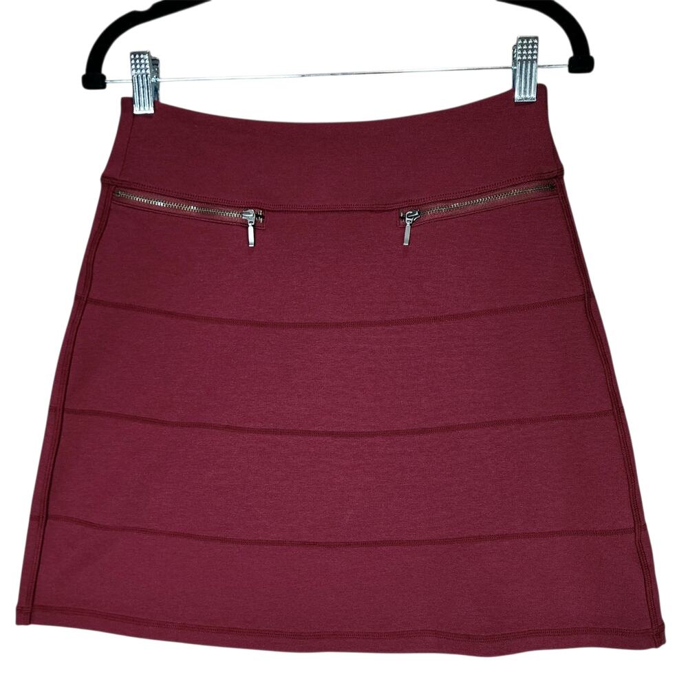 Athleta Strata ALine Skirt sz XS Women Nylon Stretch Red Wine Pocket Tennis Golf